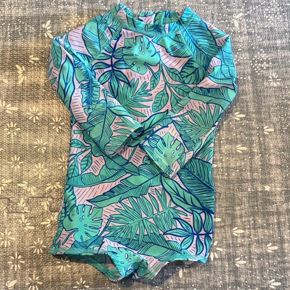 Tropical Leaf Print Kids Swimwear 12M